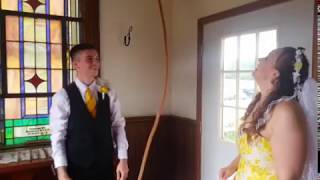 Nikolas and Melissa ring the chapel bell,exit to bubbles and tosses her bouquet! Harry Potter style!