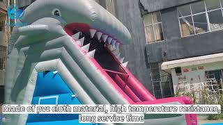 Shark themed inflatable dry slide