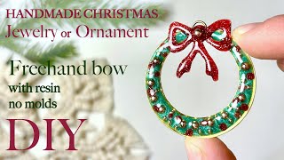 DIY Handmade Christmas Wreath UV Resin Jewelry or Ornament - Step-by-step Tutorial