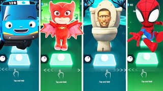 Little Bus vs Pj Masks Catboy vs Skibidi Toilet vs Spiderman   Tiles Hop