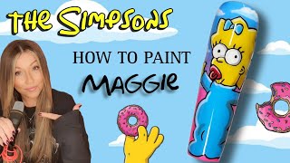 🎀 Maggie Simpson | Step By Step How To Paint | Nail Art Tutorial | The Simpsons Nails Design