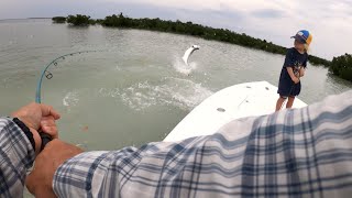 INSANE TARPON EAT FROM UNDER THE BOAT