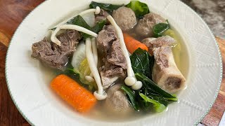 Cambodian Hearty Beef Neck Bone and Pork Bone Garden Variety Soup