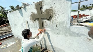 Accurate Jesus Cross design decorative works using cement mix easily and quickly