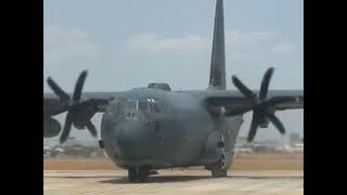 US Military transport C130 landing and take off from Phnom Penh International Airport