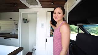 VAN TOUR + CONVERSION COST   Self converted 170 WB Sprinter with a full bathroom!