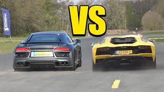 AUDI R8 V10 vs AVENTADOR S ! EXHAUST SOUND