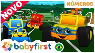 Novo programa - O 123, e já! | Contando animais de 1 a 10 | Carros de corrida + | BabyFirst Brasil