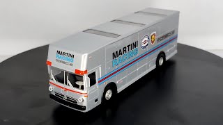 Schuco 1/64 Mercedes Renntransporter // Martini Porsche race car transporter x Tarmac works