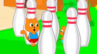 Familia de Gatos - Bolos para gigantes Dibujos Animados Para Niños