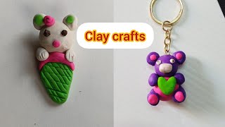 2 simple clay crafts ideas || clay crafts || clay toy || teddy keychain with clay