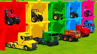 TRANSPORTING BIG COLORED TRACTORS WITH HEAVY TRUCKS! Farming Simulator 22