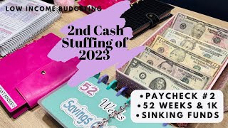 SECOND CASH STUFFING OF 2023 | WK 2 | 52 WEEKS & 1K | PAYCHECK BUDGET | SINKING FUNDS | LOW INCOME