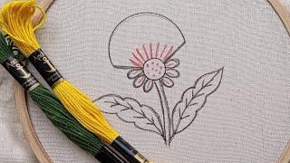 VERY BEAUTIFUL FLOWER HAND EMBROIDERY DESIGN WITH SIMPLE STITCHES/Embroidery For Beginners