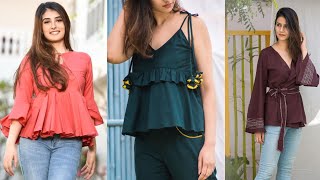 Trendy peplum kurti designs || short frock style kurti || peplum top