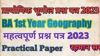 BA Ist year Practical Exam paper, Practical paper 2023, University of Rajasthan Geography