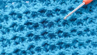 كروشيه غرزة سهله جدا تكرار سطر واحد تصلح بطانيه لبيبى Amazing 💯👌 blue colour very easy baby blanket