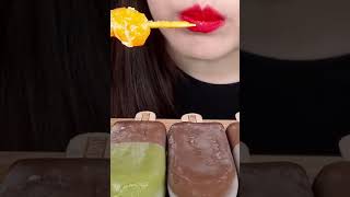 Chocolate Ice Cream Ice Tanghulu #zoeyasmr #zoeymukbang #bigbites #mukbang #food #koreanfood