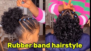 This rubber band hairstyle is perfect for her natural hair. Kids hair tutorials 😻 kids hairstyle