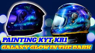 Repaint KYT helmet KR1 | Motif  galaxy Glow in the Dark