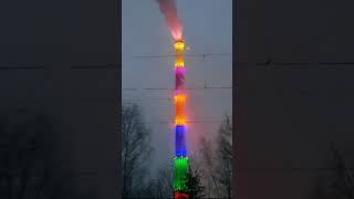 Schornstein Chemnitz HKW-Nord - 168 LEDs erstrahlen die Esse - Lulatsch