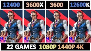 Intel I5 12400 vs Ryzen 5 3600X vs 3600 vs Intel I5 12600K | Tested 22 Games |