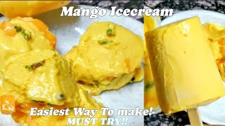 मैंगो कुल्फी मैंगो आइसक्रीम 🥭 Mango Icecream Without Cream | Mango Icecream Recipe | Recipiez Heaven