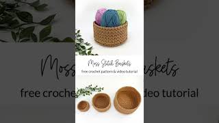 Get organized with this stylish Moss Stitch Basket Crochet Pattern! #crochetbasket #crochetideas