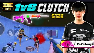 Faze Tonyk 1v6 CLUTCH Gameplay | Pubgm Thailand Best Players