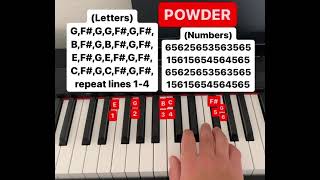 POWDER piano tutorial (letters and numbers)