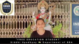 Free Education Student | Siddhi Upadhyay | Sigma College of Management Studies | B.B.A