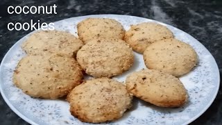 coconut cookies:my favorite coconut cookies recipe:crunchy & eggless melt in your mouth:without oven