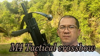 ทดสอบความแม่นยำ หน้าไม้สองระบบ หน้าไม้ยิงลูกเหล็ก 8มิล หน้าไม้ยิงปลา M4 Tactical crossbow 0860809669