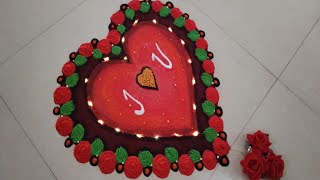 🌹Valentine Day🌹❤️Rangoli Using Fairy Lights | Valentine's day special Rangoli design