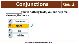 Test your English Grammar | Conjunctions Quiz by Quality Education