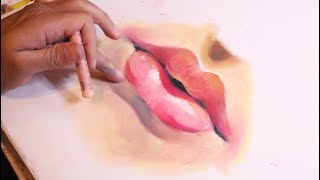 how I draw lips in oil pastel...