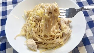 Chicken Alfredo Spaghetti سباغيتي بالدجاج والصلصة البيضاء في 15 دقيقة