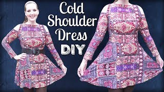 How to Make a Cold Shoulder Dress | Stretch Fabric Skater Dress Sewing Tutorial