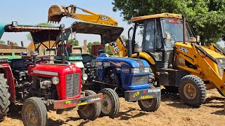 Jcb 3DX Backhoe Machine Loader Loading Mud In Eicher and Massey Tractor | Mahindra Tractor | Jcb