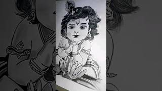 Cute Little krishna Drawing with pencil 😍 #viral #ytshorts #dailyshorts #krishna #shorts #artwork