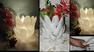 spoon lamp night | How to make flower pot  plastic spoon.