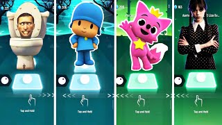 Skibidi Toilet vs Pocoyo vs Pinkfong vs Wednesday   Tiles Hop