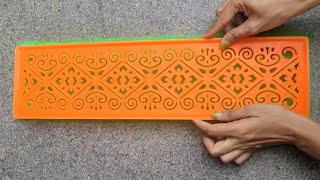 Quick and Easy Border Rangoli designs with stencil | Rangoli design using Stencil for beginners