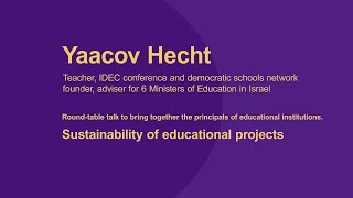 Yaacov Hecht. Sustainability of educational projects