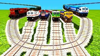 TRAINS MOST CRAZIEST CROSSING ON BIGGEST SHARP U TURN & 4 STAIR RAILWAY TRACKS|Train simulator 2024|