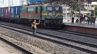 Lallaguda WAG 9HC Pulling Concor Freight Skipping Tanuku Railway Station