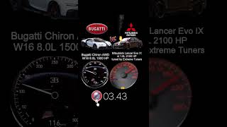 Bugatti Chiron 1500 HP vs Mitsubishi Evo 9 2100 HP from Extreme Tuners #acceleration