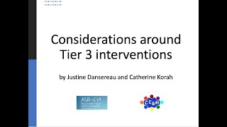 Considerations around Tier 3 interventions