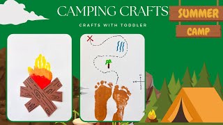 2 Easy Camping crafts for kids🏕️ | Handprint Camp fire🔥 and Footprint Trail map crafts for kids🧭