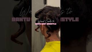 Wand curls 2 Bantu knots natural summer hairstyle #naturalhairstyles #curlyhair #wandcurls #haircare